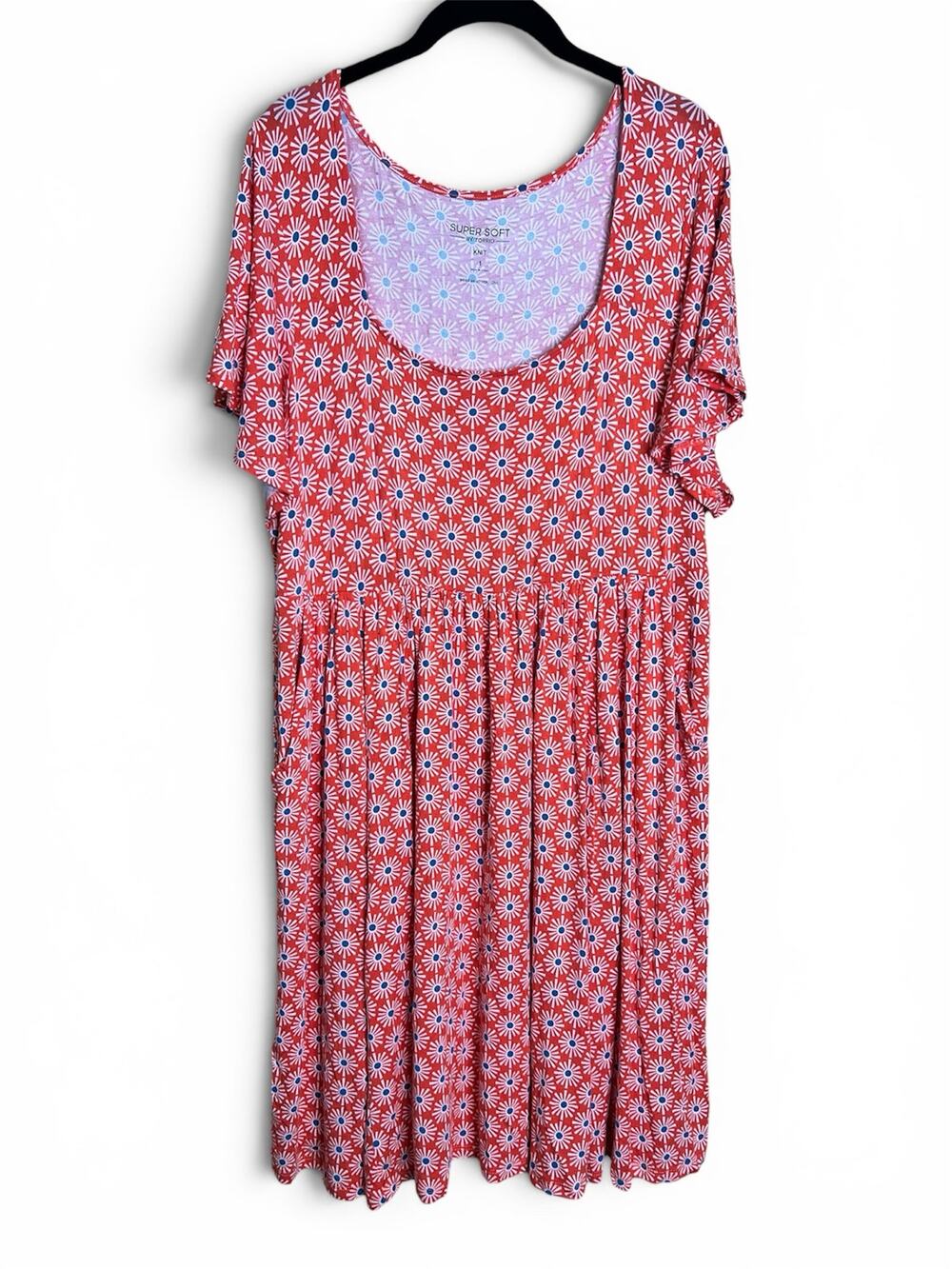 TORRID Flutter Sleeve Skater Mini Dress Orange Super Soft Floral Size 1X